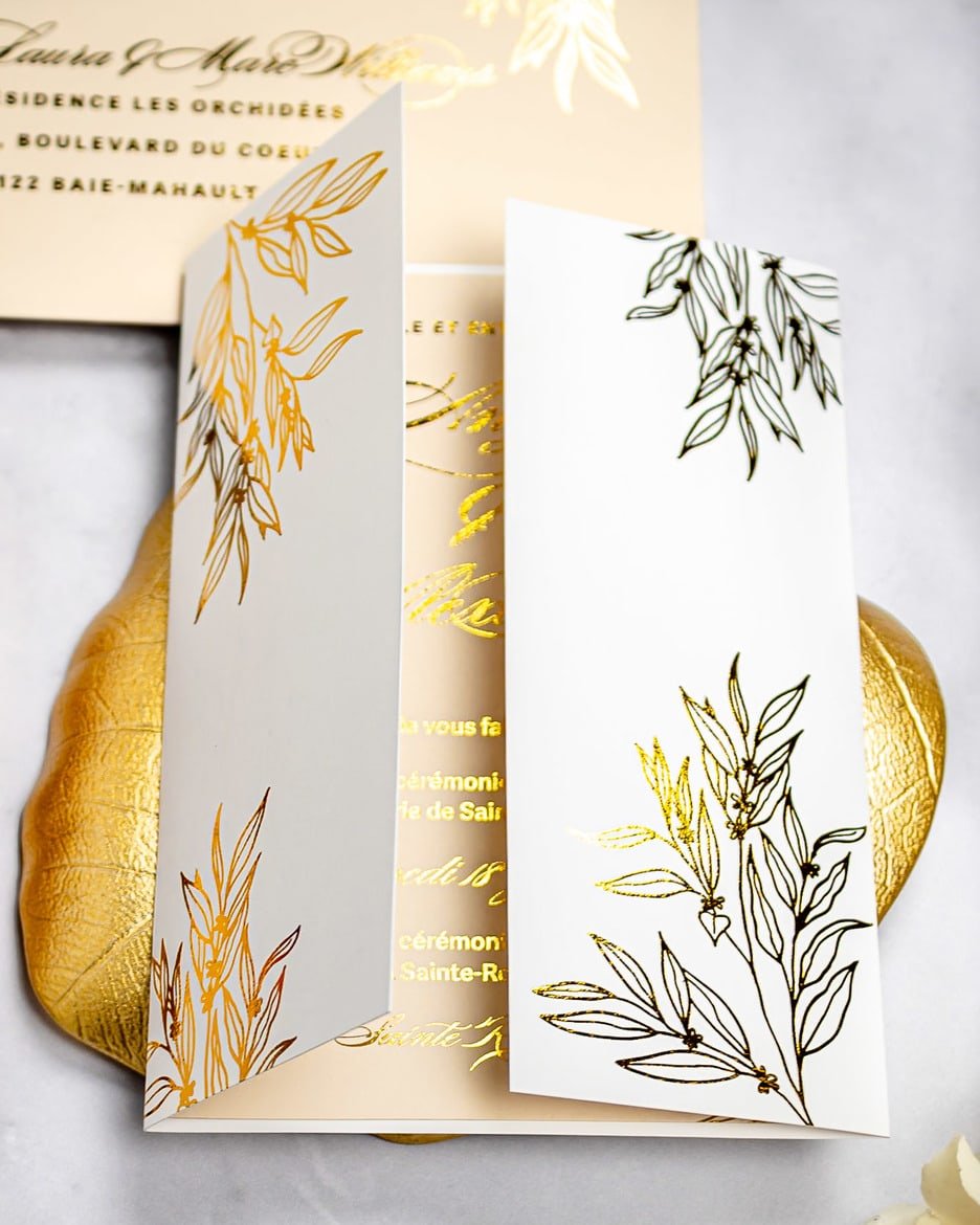 "Eva" - Faire-part de mariage chic, élégant et romantique avec dorure or - Wedding stationery - Création Luxe Carterie Studio
