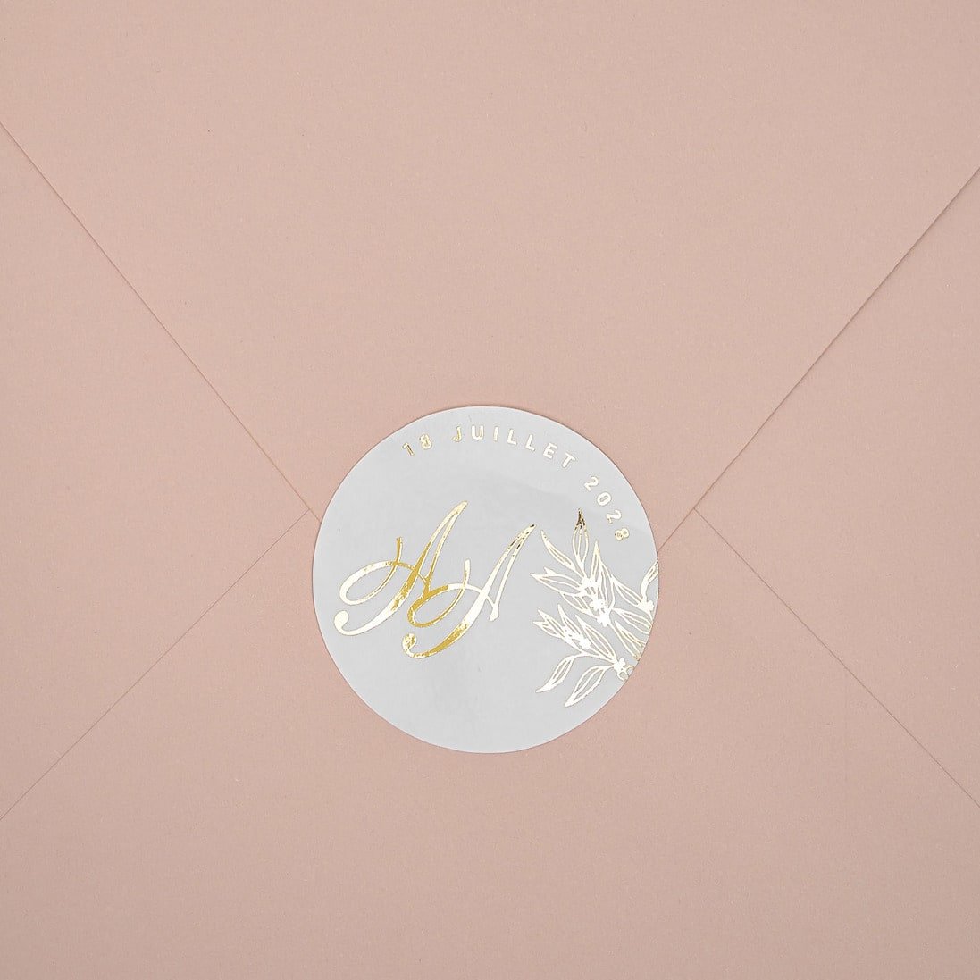 "Eva - Sticker" - Faire-part de mariage chic, élégant et romantique avec dorure or - Wedding stationery - Création Luxe Carterie Studio
