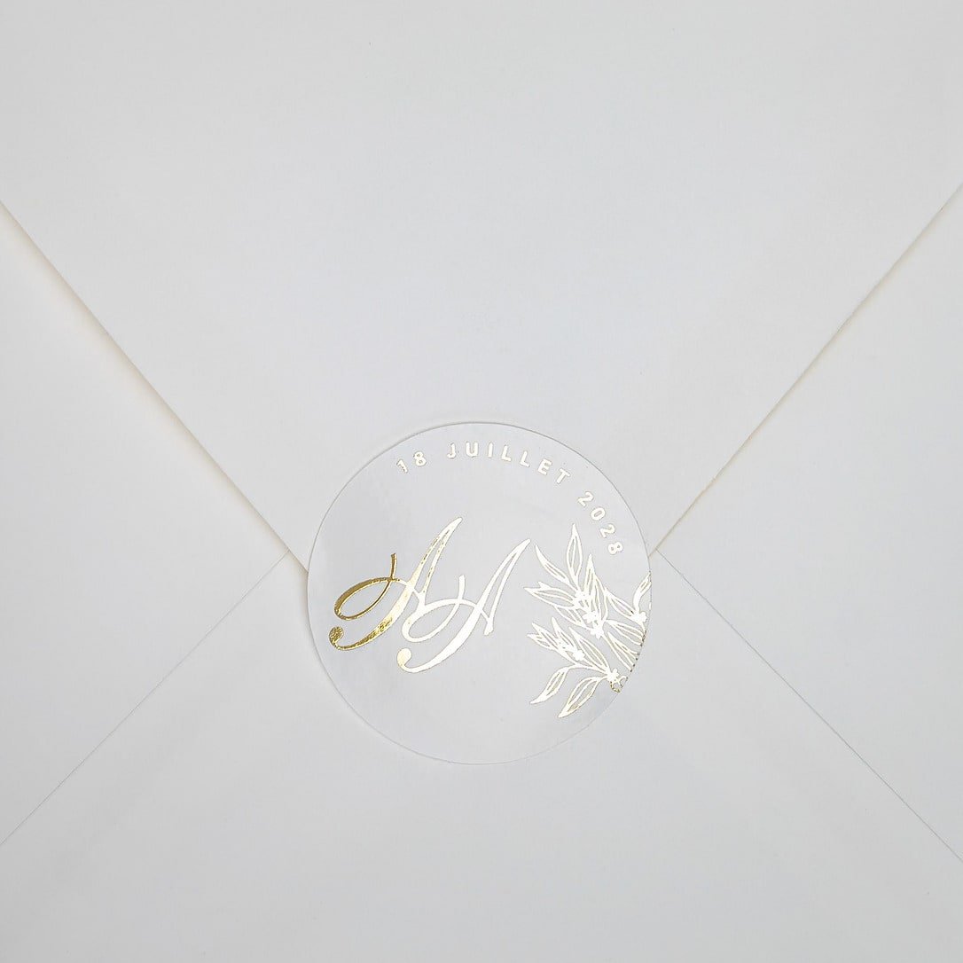 "Eva - Sticker" - Faire-part de mariage chic, élégant et romantique avec dorure or - Wedding stationery - Création Luxe Carterie Studio