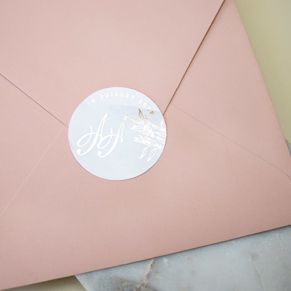 "Eva - Sticker" - Faire-part de mariage chic, élégant et romantique avec dorure or - Wedding stationery - Création Luxe Carterie Studio