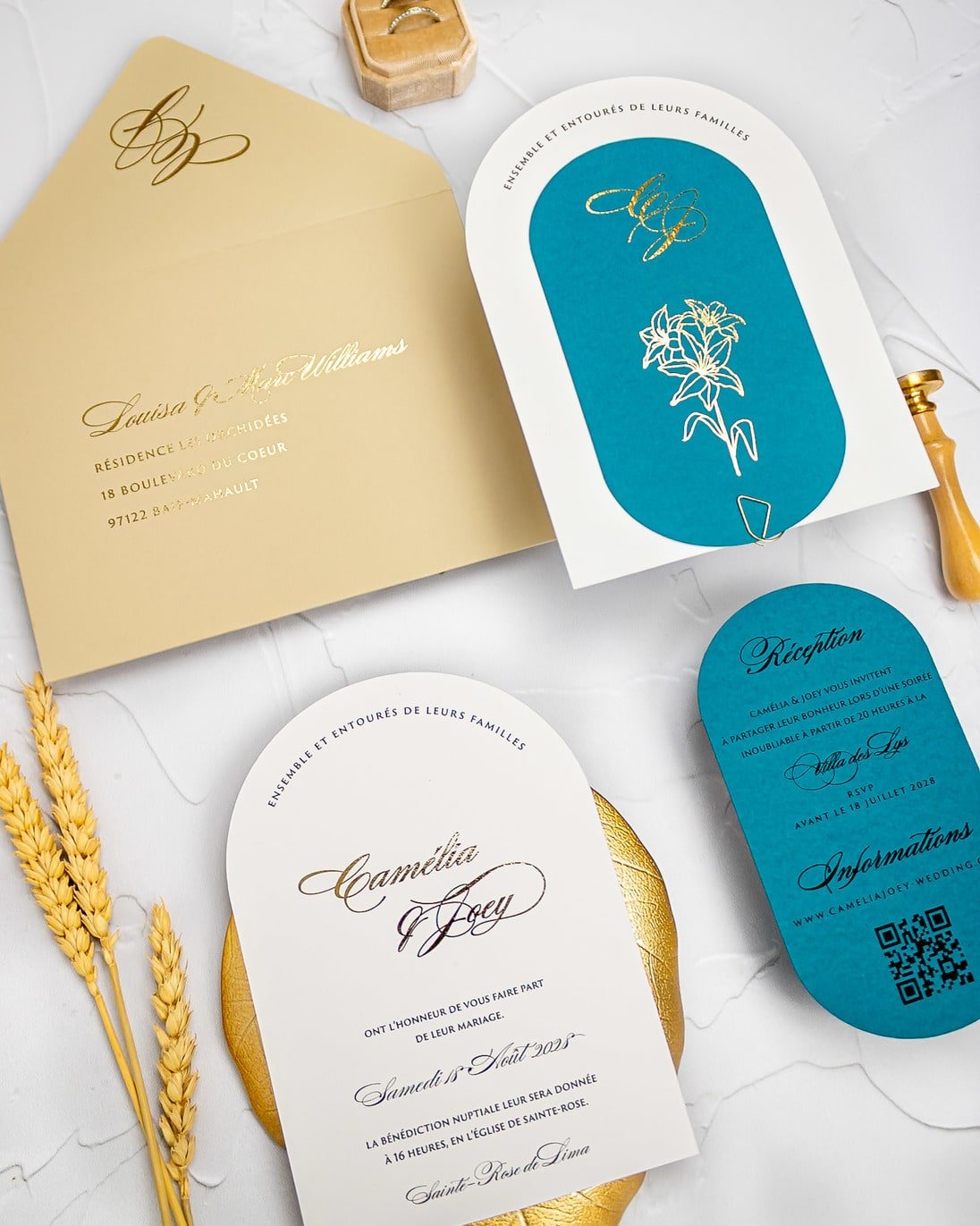 "Eve" - Faire-part de mariage moderne, chic et élégant avec dorure or – Wedding stationery - Création Luxe Carterie Studio