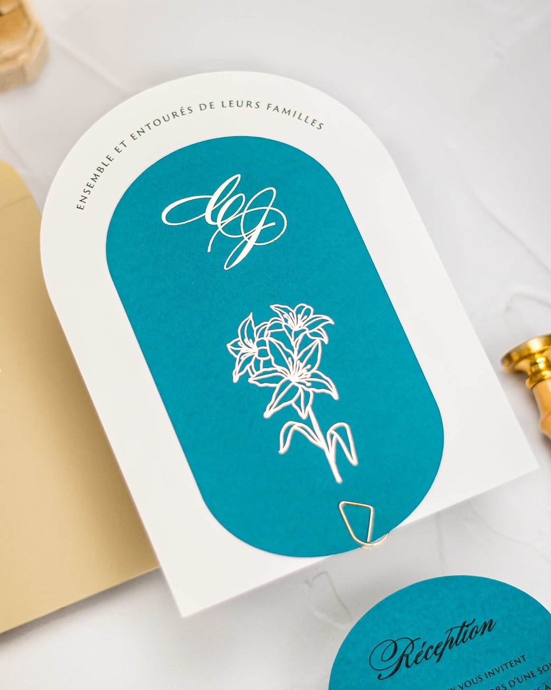 "Eve" - Faire-part de mariage moderne, chic et élégant avec dorure or – Wedding stationery - Création Luxe Carterie Studio