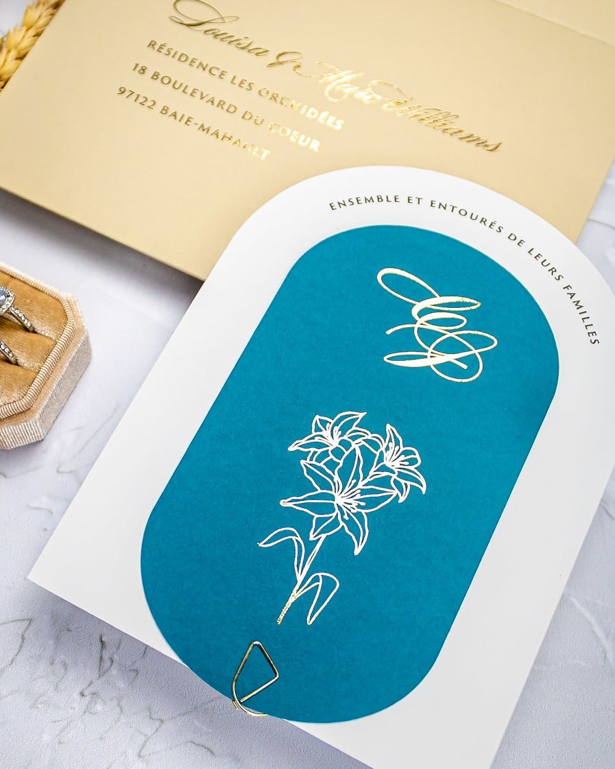"Eve" - Faire-part de mariage moderne, chic et élégant avec dorure or – Wedding stationery - Création Luxe Carterie Studio