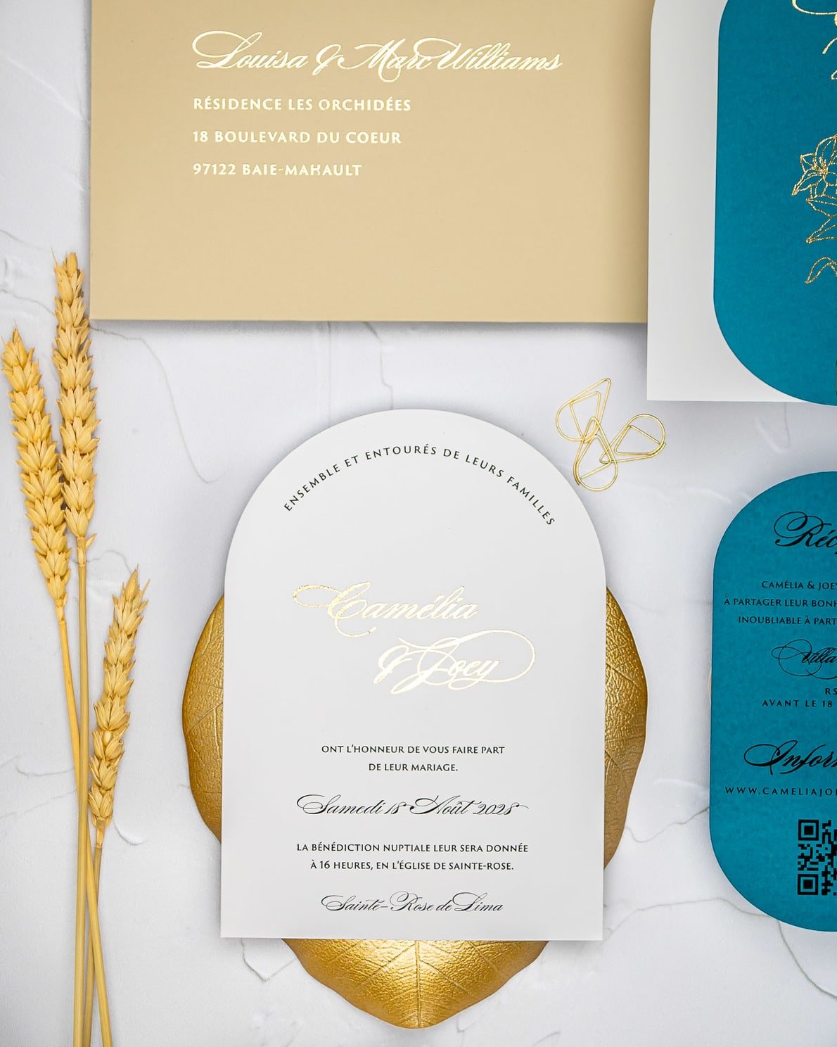 "Eve" - Faire-part de mariage moderne, chic et élégant avec dorure or – Wedding stationery - Création Luxe Carterie Studio