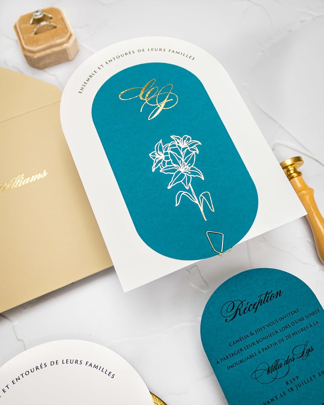 "Eve" - Faire-part de mariage moderne, chic et élégant avec dorure or – Wedding stationery - Création Luxe Carterie Studio