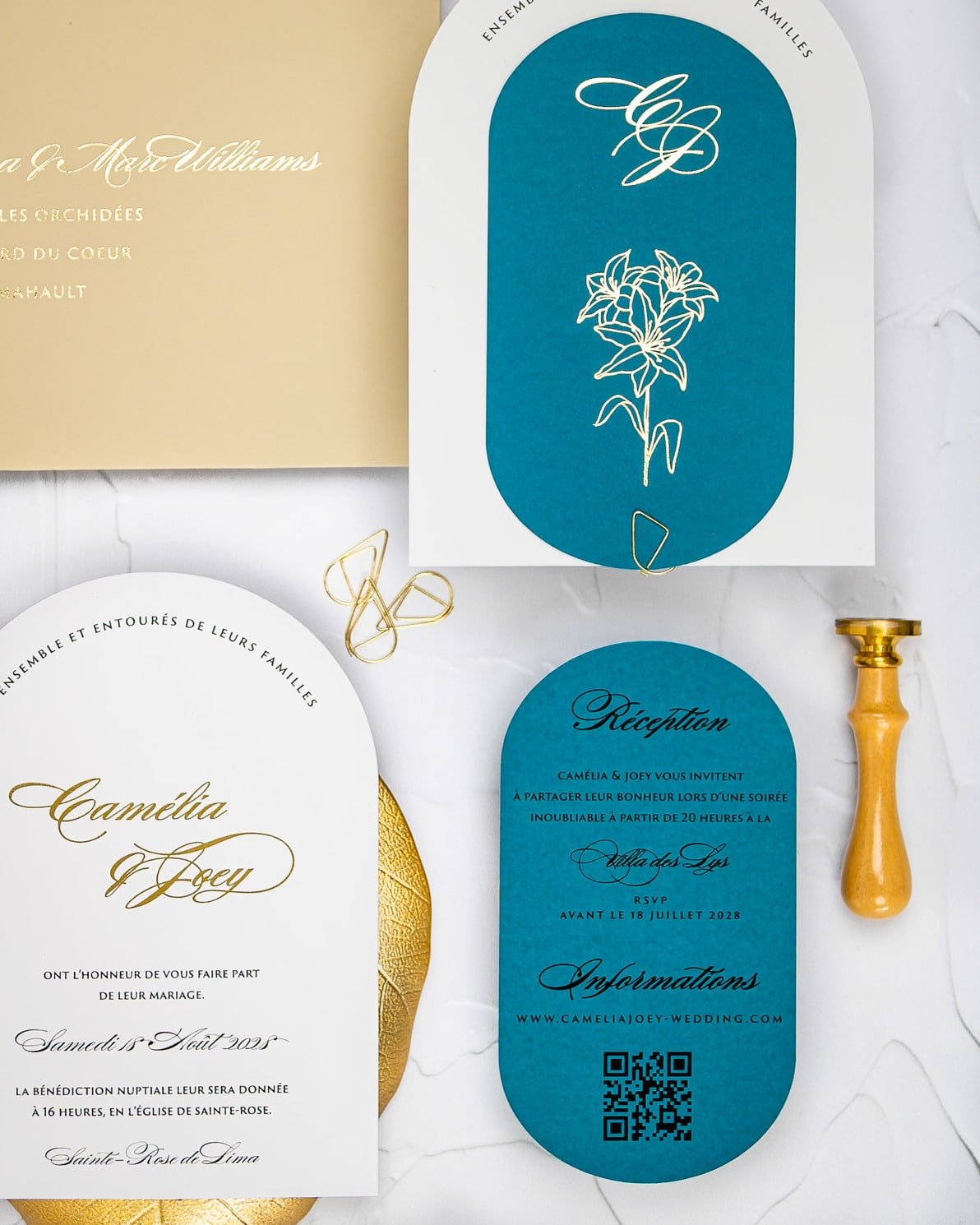 "Eve" - Faire-part de mariage moderne, chic et élégant avec dorure or – Wedding stationery - Création Luxe Carterie Studio