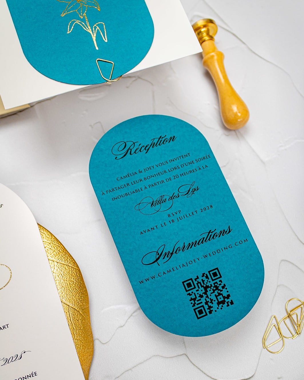 "Eve" - Faire-part de mariage moderne, chic et élégant avec dorure or – Wedding stationery - Création Luxe Carterie Studio