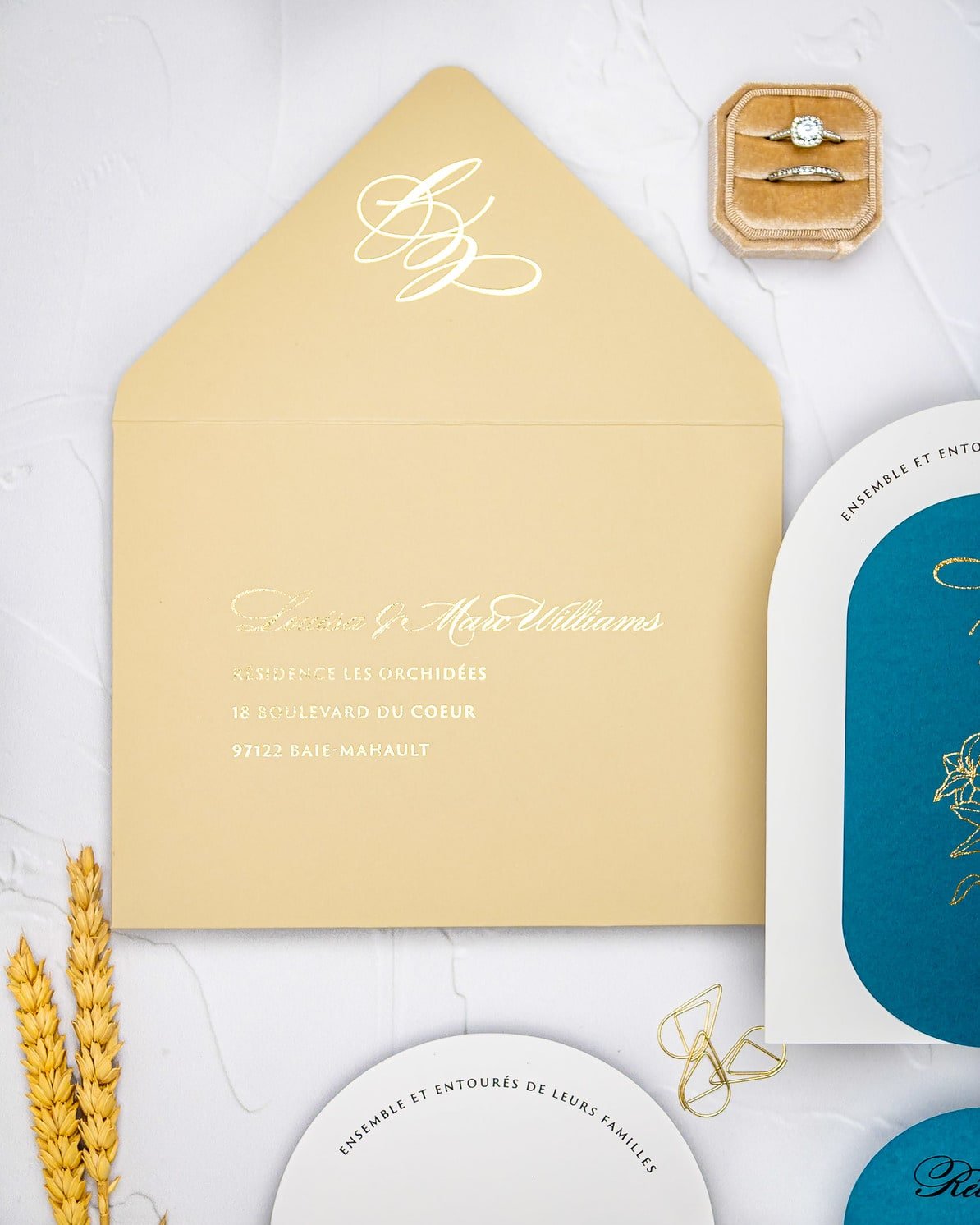 "Eve" - Faire-part de mariage moderne, chic et élégant avec dorure or – Wedding stationery - Création Luxe Carterie Studio