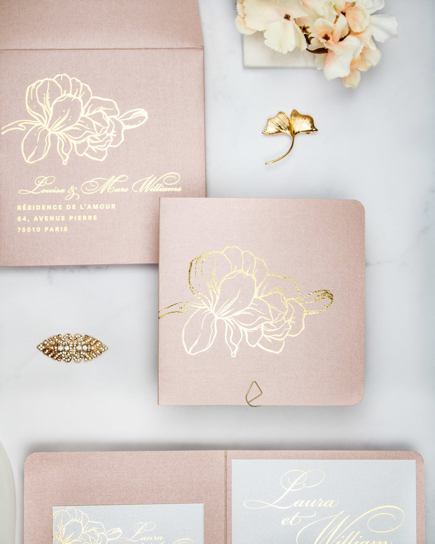 "Alamanda" - Faire-part de mariage chic, élégant et romantique avec dorure or - Wedding stationery - Création Luxe Carterie Studio