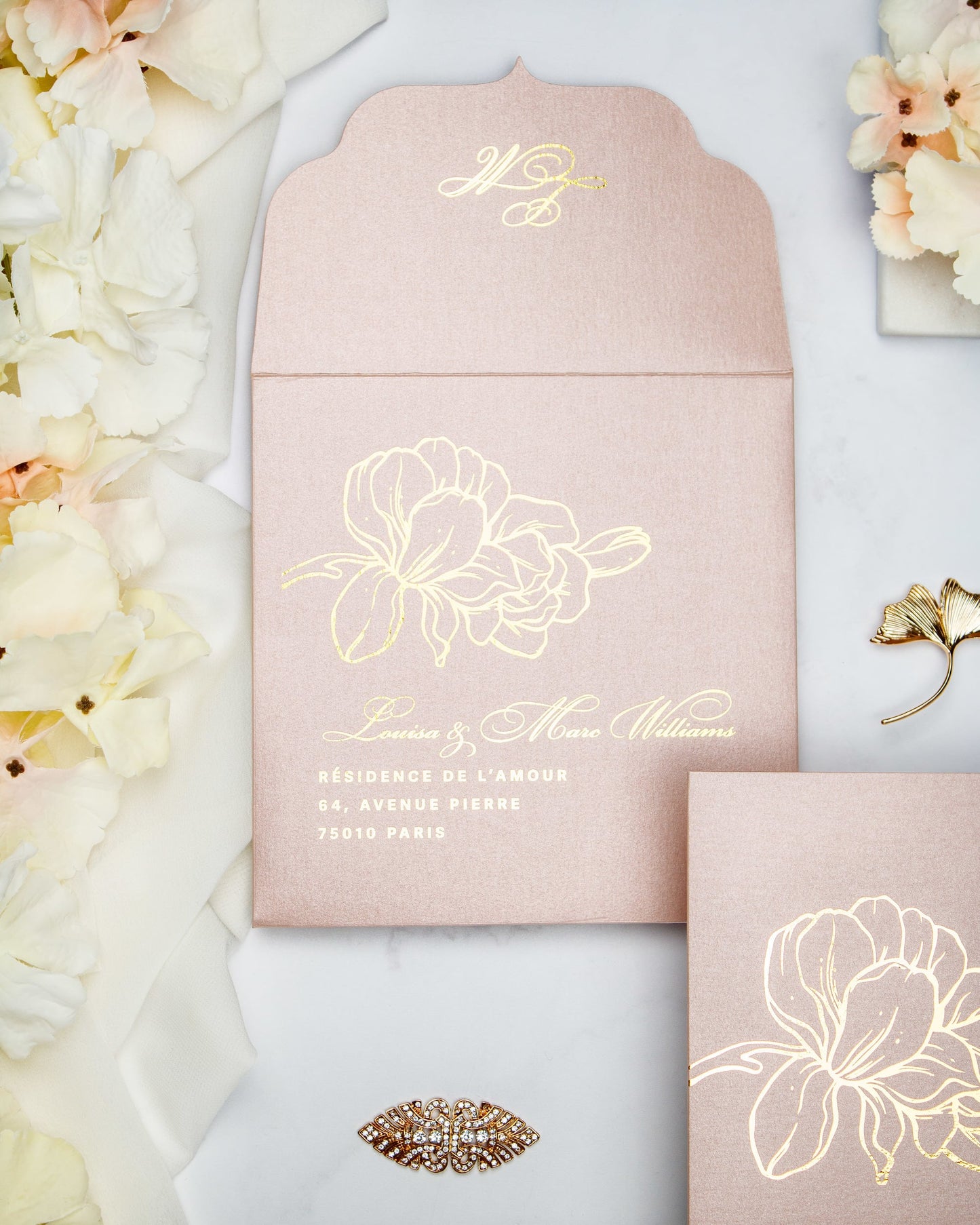 "Alamanda" - Faire-part de mariage chic, élégant et romantique avec dorure or - Wedding stationery - Création Luxe Carterie Studio