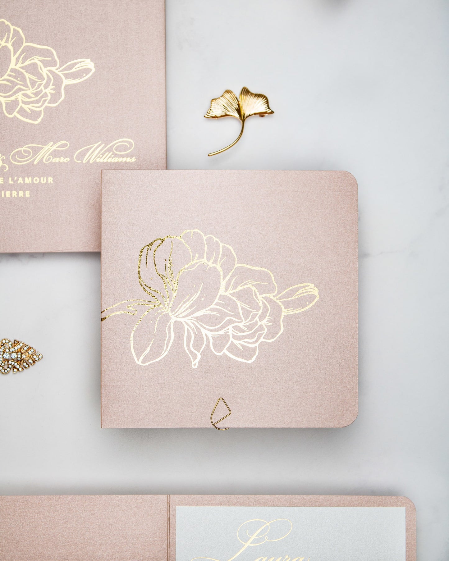 "Alamanda" - Faire-part de mariage chic, élégant et romantique avec dorure or - Wedding stationery - Création Luxe Carterie Studio