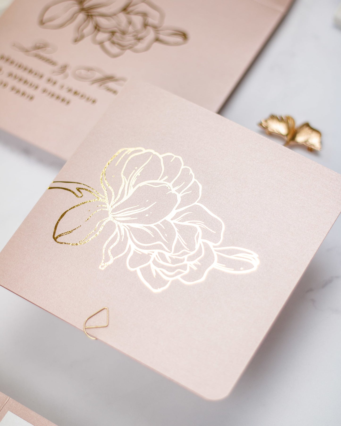 "Alamanda" - Faire-part de mariage chic, élégant et romantique avec dorure or - Wedding stationery - Création Luxe Carterie Studio