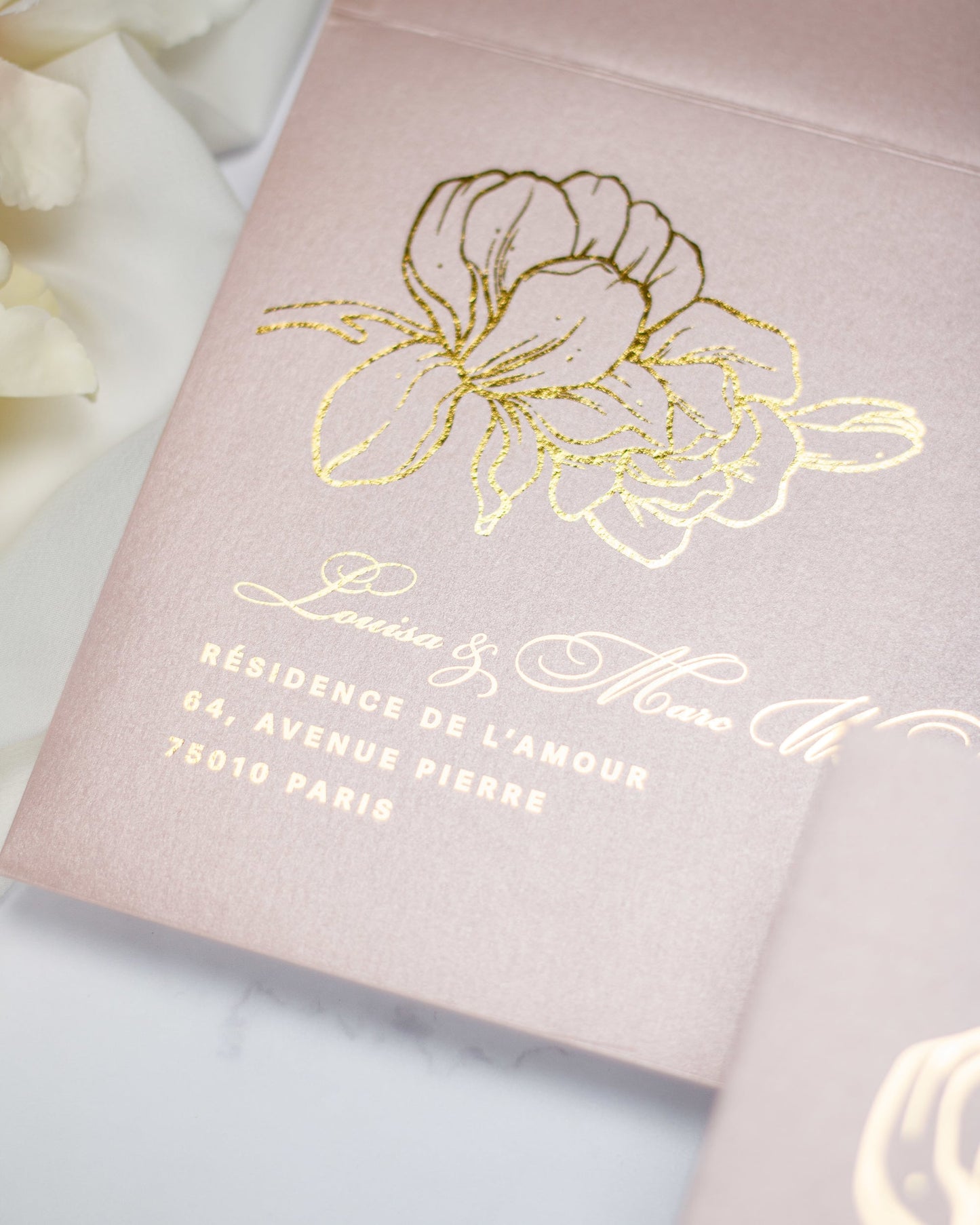 "Alamanda" - Faire-part de mariage chic, élégant et romantique avec dorure or - Wedding stationery - Création Luxe Carterie Studio