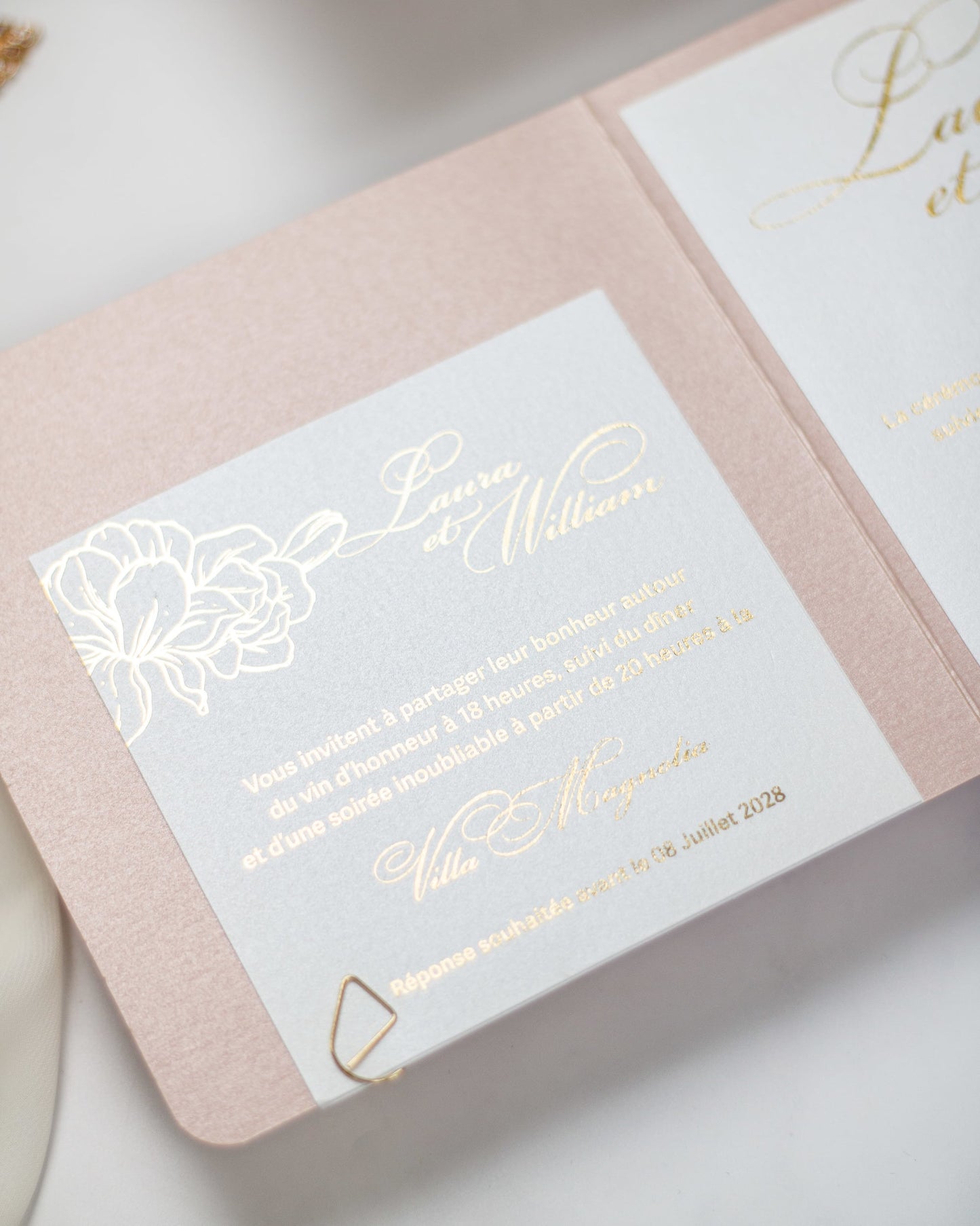 "Alamanda" - Faire-part de mariage chic, élégant et romantique avec dorure or - Wedding stationery - Création Luxe Carterie Studio