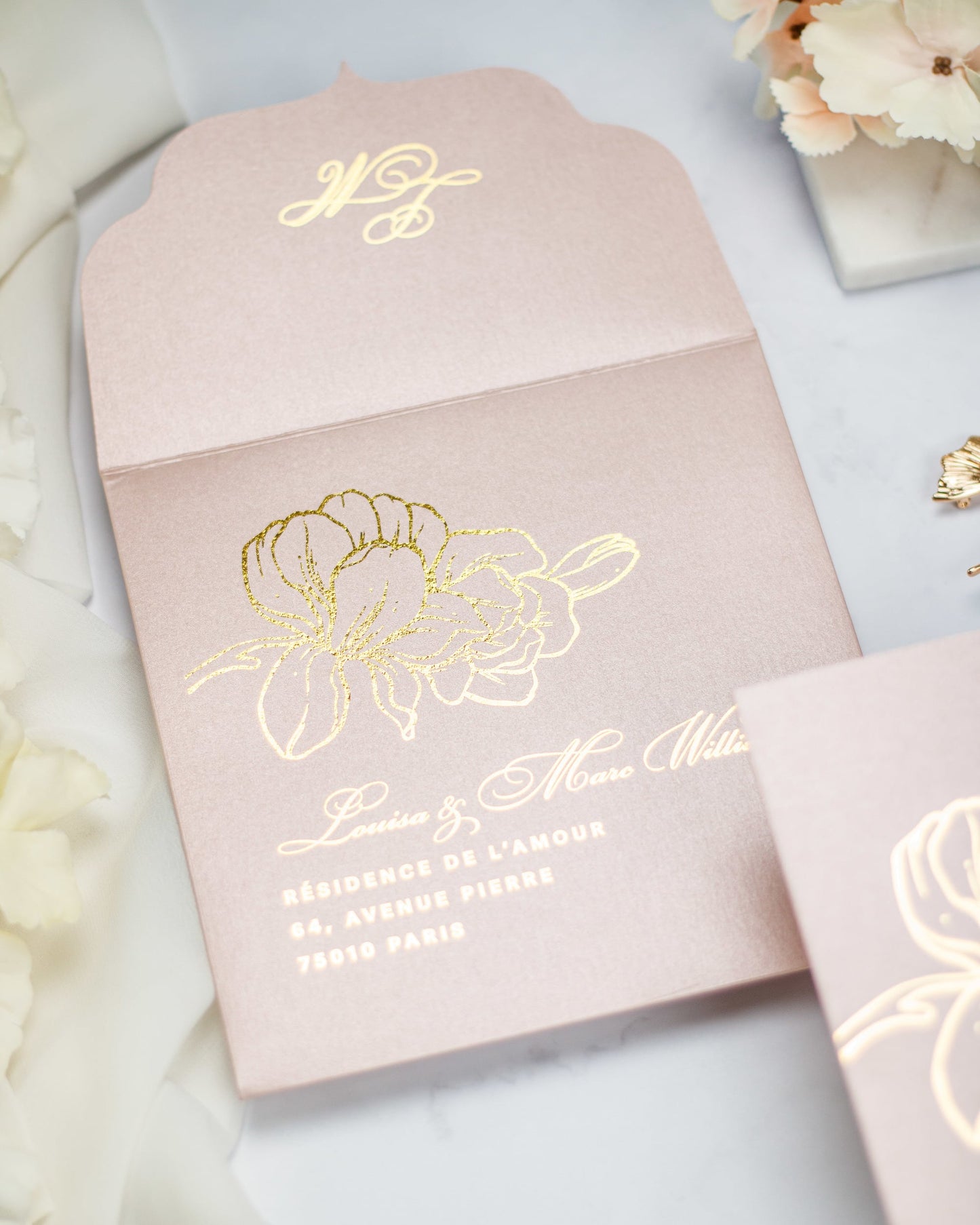 "Alamanda" - Faire-part de mariage chic, élégant et romantique avec dorure or - Wedding stationery - Création Luxe Carterie Studio