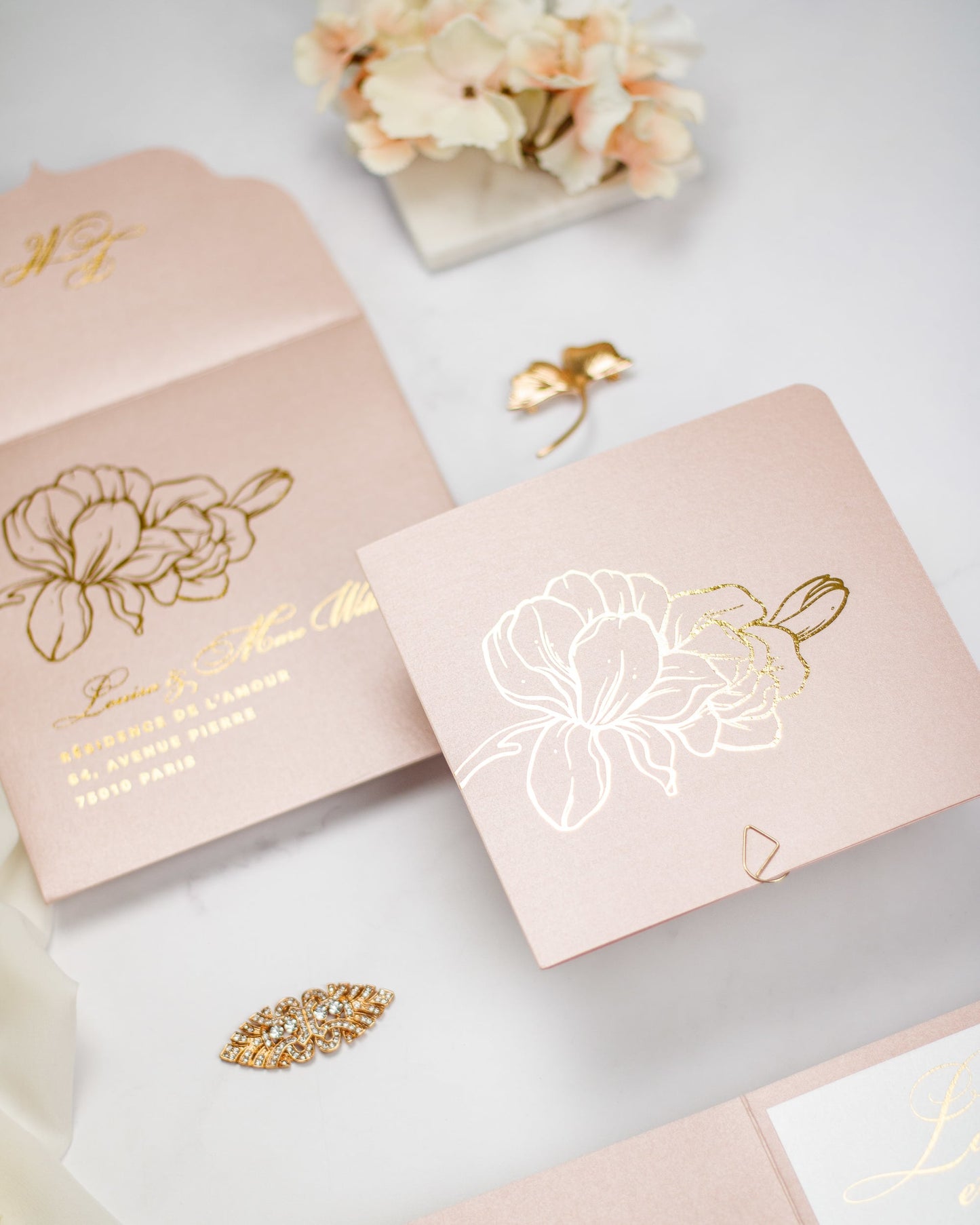 "Alamanda" - Faire-part de mariage chic, élégant et romantique avec dorure or - Wedding stationery - Création Luxe Carterie Studio