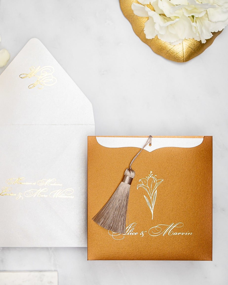 "Farla" - Faire-part de mariage moderne, chic et élégant avec dorure or – Wedding stationery - Création Luxe Carterie Studio