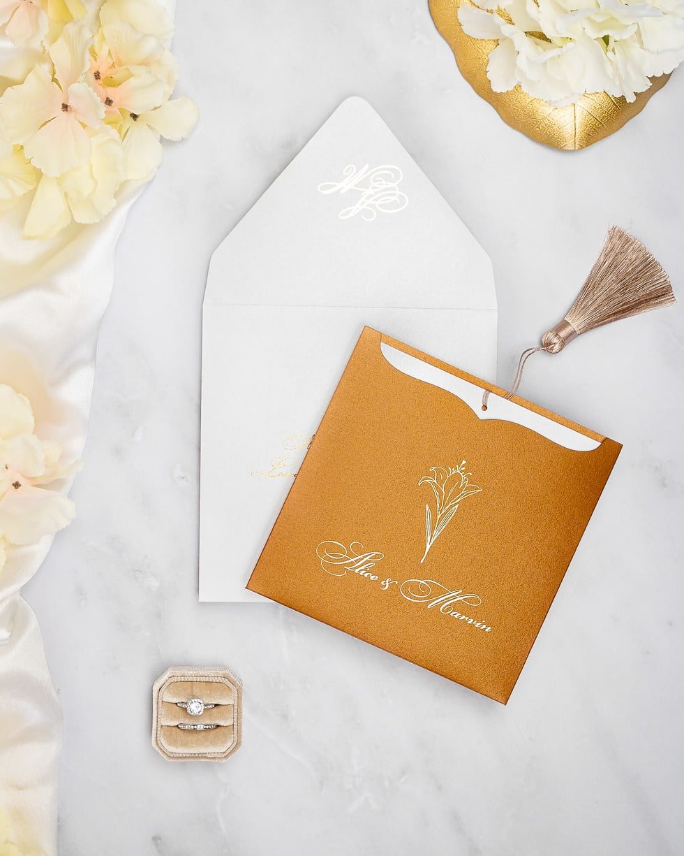 "Farla" - Faire-part de mariage moderne, chic et élégant avec dorure or – Wedding stationery - Création Luxe Carterie Studio