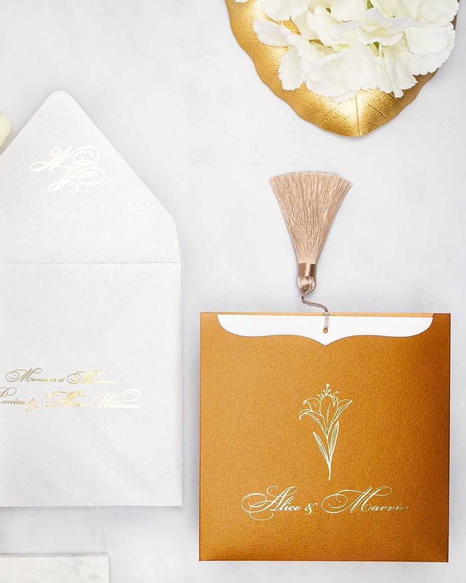 "Farla" - Faire-part de mariage moderne, chic et élégant avec dorure or – Wedding stationery - Création Luxe Carterie Studio