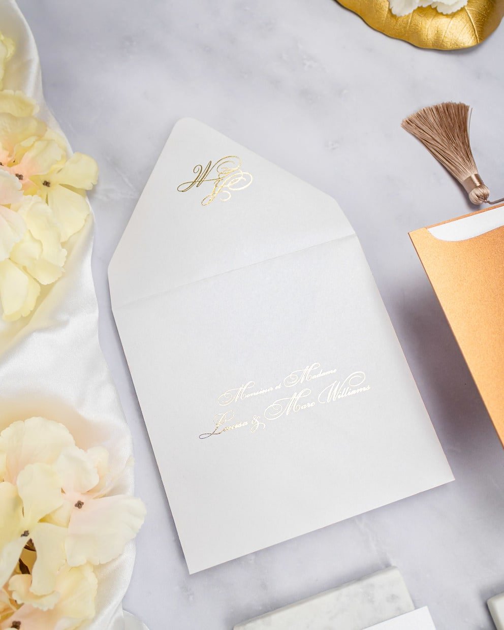 "Farla" - Faire-part de mariage moderne, chic et élégant avec dorure or – Wedding stationery - Création Luxe Carterie Studio