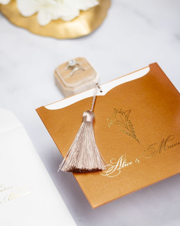 "Farla" - Faire-part de mariage moderne, chic et élégant avec dorure or – Wedding stationery - Création Luxe Carterie Studio
