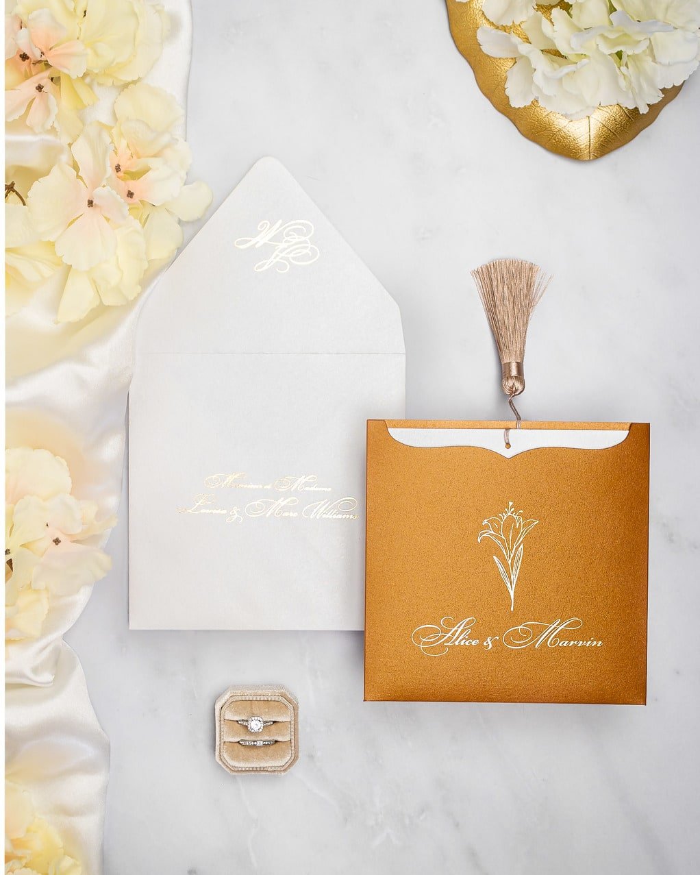 "Farla" - Faire-part de mariage moderne, chic et élégant avec dorure or – Wedding stationery - Création Luxe Carterie Studio