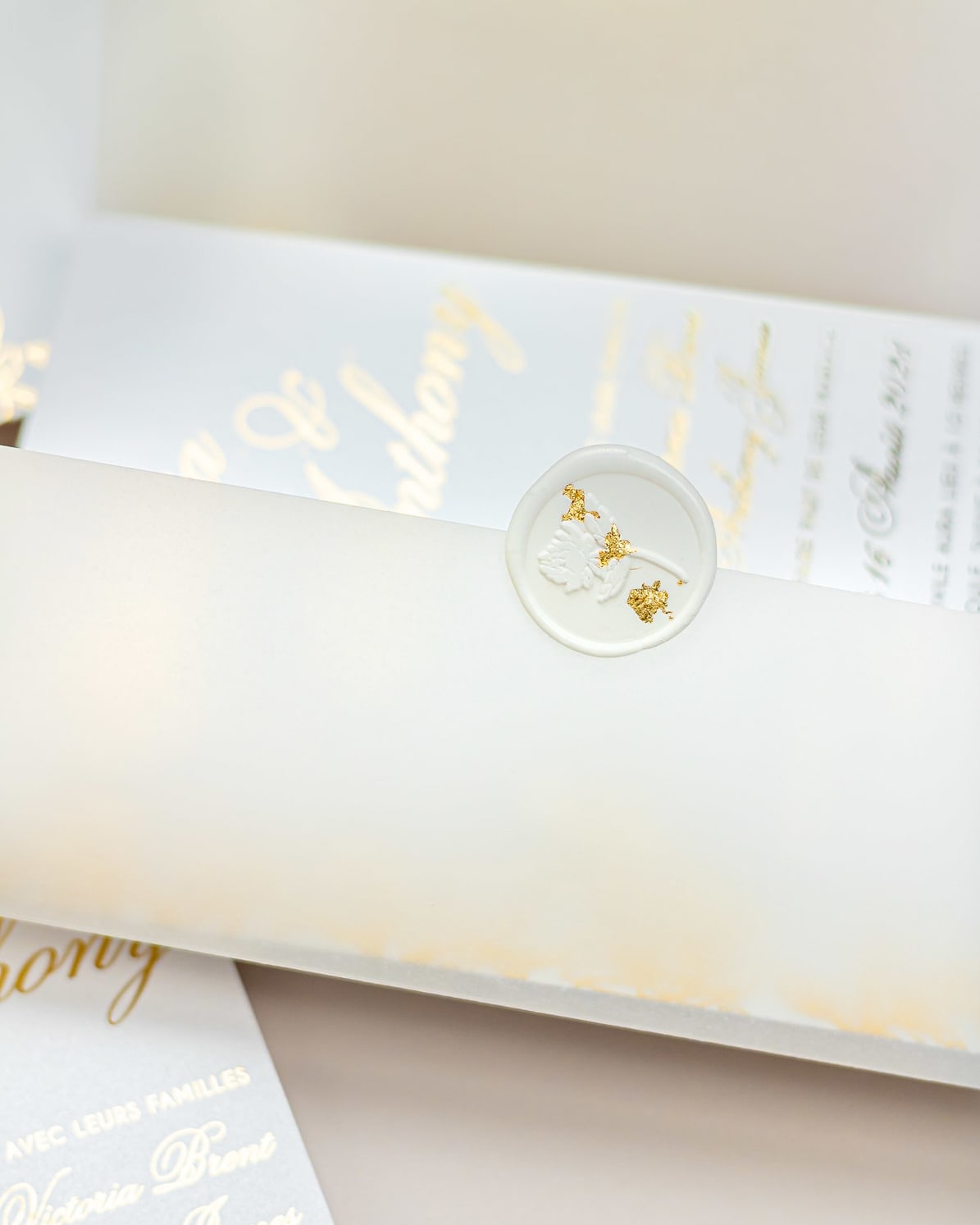 "Félicie" - Faire-part de mariage chic, élégant et romantique avec dorure or - Wedding stationery - Création Luxe Carterie Studio
