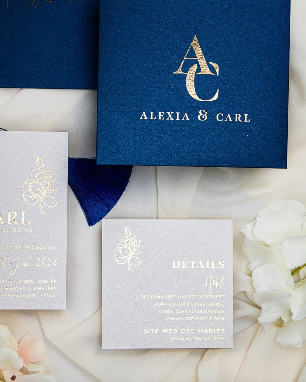 "Fiona" - Faire-part de mariage moderne, chic et élégant avec dorure or – Wedding stationery - Création Luxe Carterie Studio