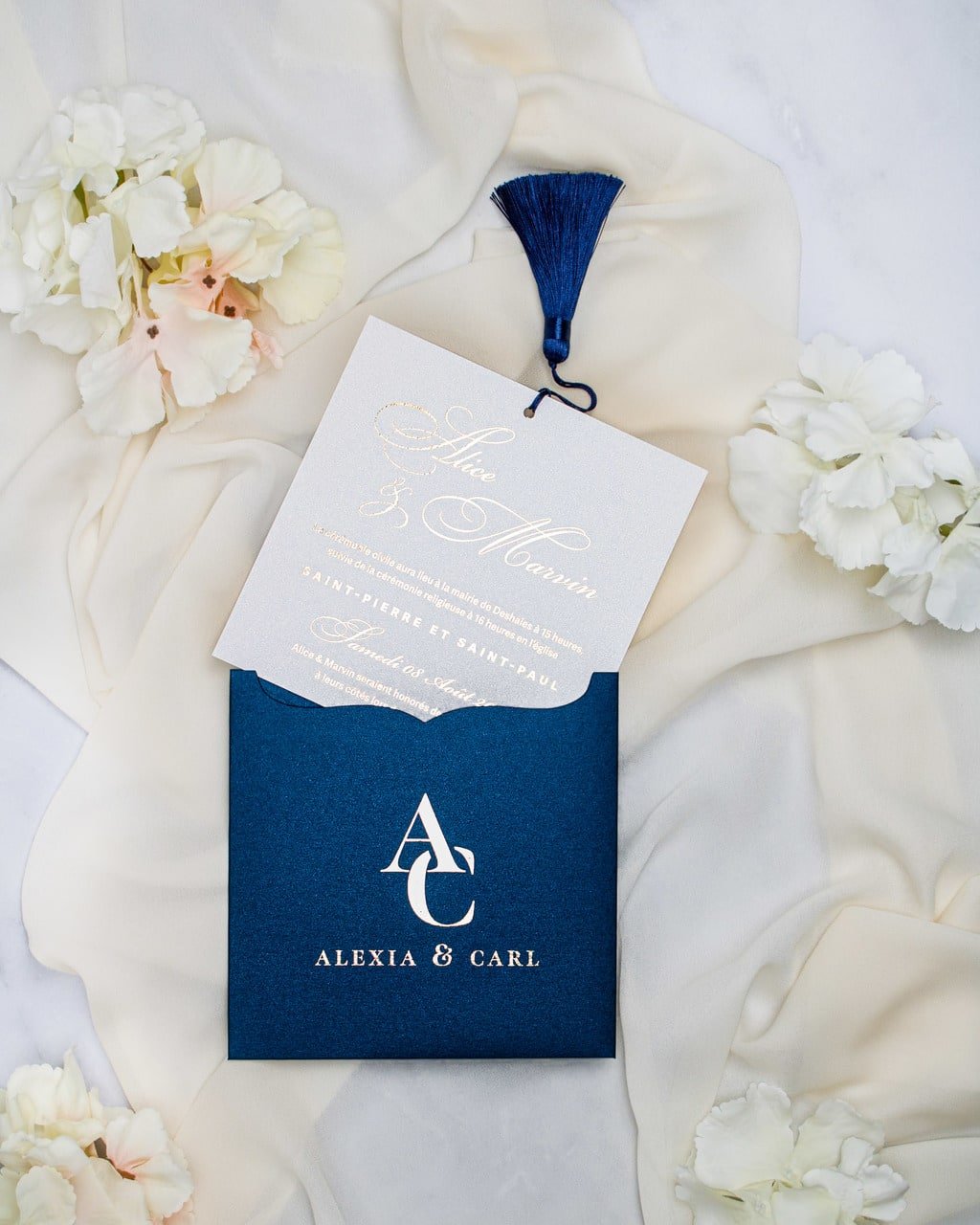 "Fiona" - Faire-part de mariage moderne, chic et élégant avec dorure or – Wedding stationery - Création Luxe Carterie Studio
