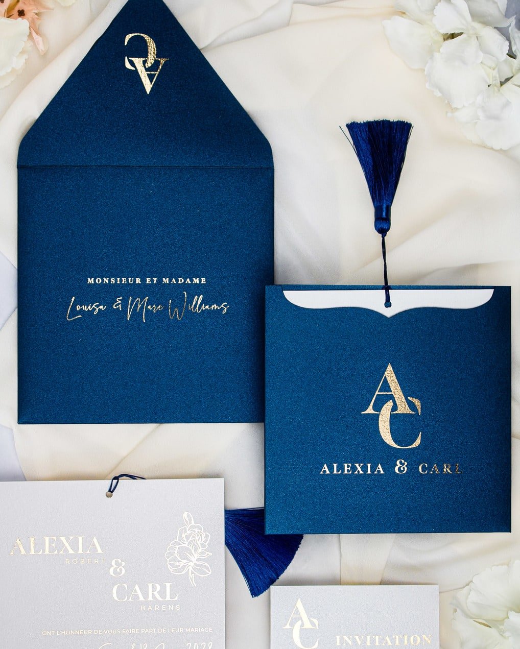 "Fiona" - Faire-part de mariage moderne, chic et élégant avec dorure or – Wedding stationery - Création Luxe Carterie Studio