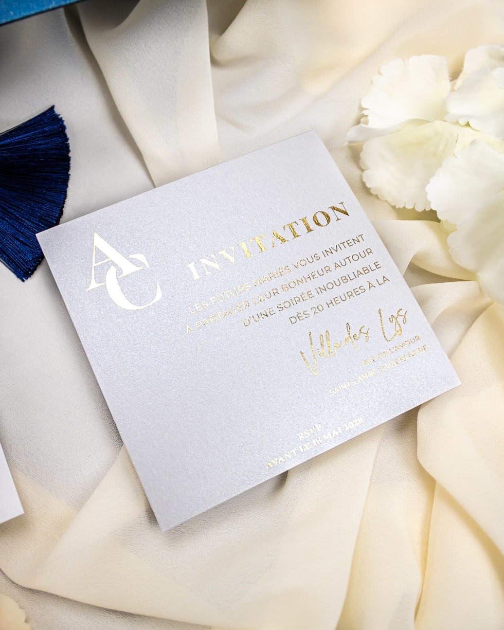 "Fiona" - Faire-part de mariage moderne, chic et élégant avec dorure or – Wedding stationery - Création Luxe Carterie Studio