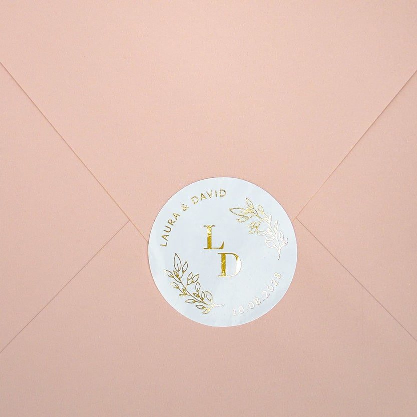 "Flavia - Sticker" - Faire-part de mariage chic, élégant et romantique avec dorure or - Wedding stationery - Création Luxe Carterie Studio