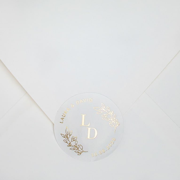 "Flavia - Sticker" - Faire-part de mariage chic, élégant et romantique avec dorure or - Wedding stationery - Création Luxe Carterie Studio