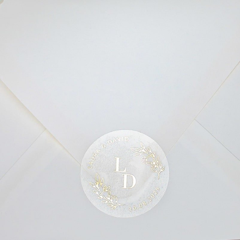 "Flavia - Sticker" - Faire-part de mariage chic, élégant et romantique avec dorure or - Wedding stationery - Création Luxe Carterie Studio