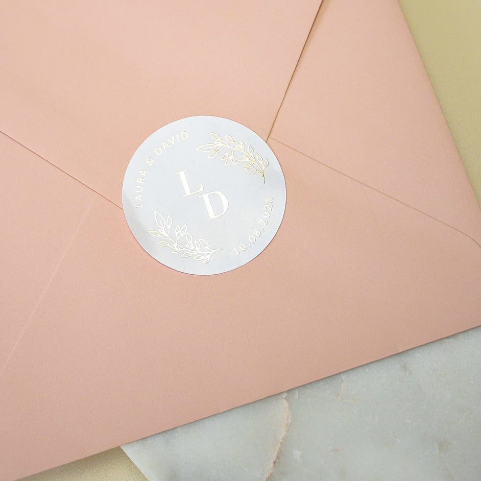 "Flavia - Sticker" - Faire-part de mariage chic, élégant et romantique avec dorure or - Wedding stationery - Création Luxe Carterie Studio