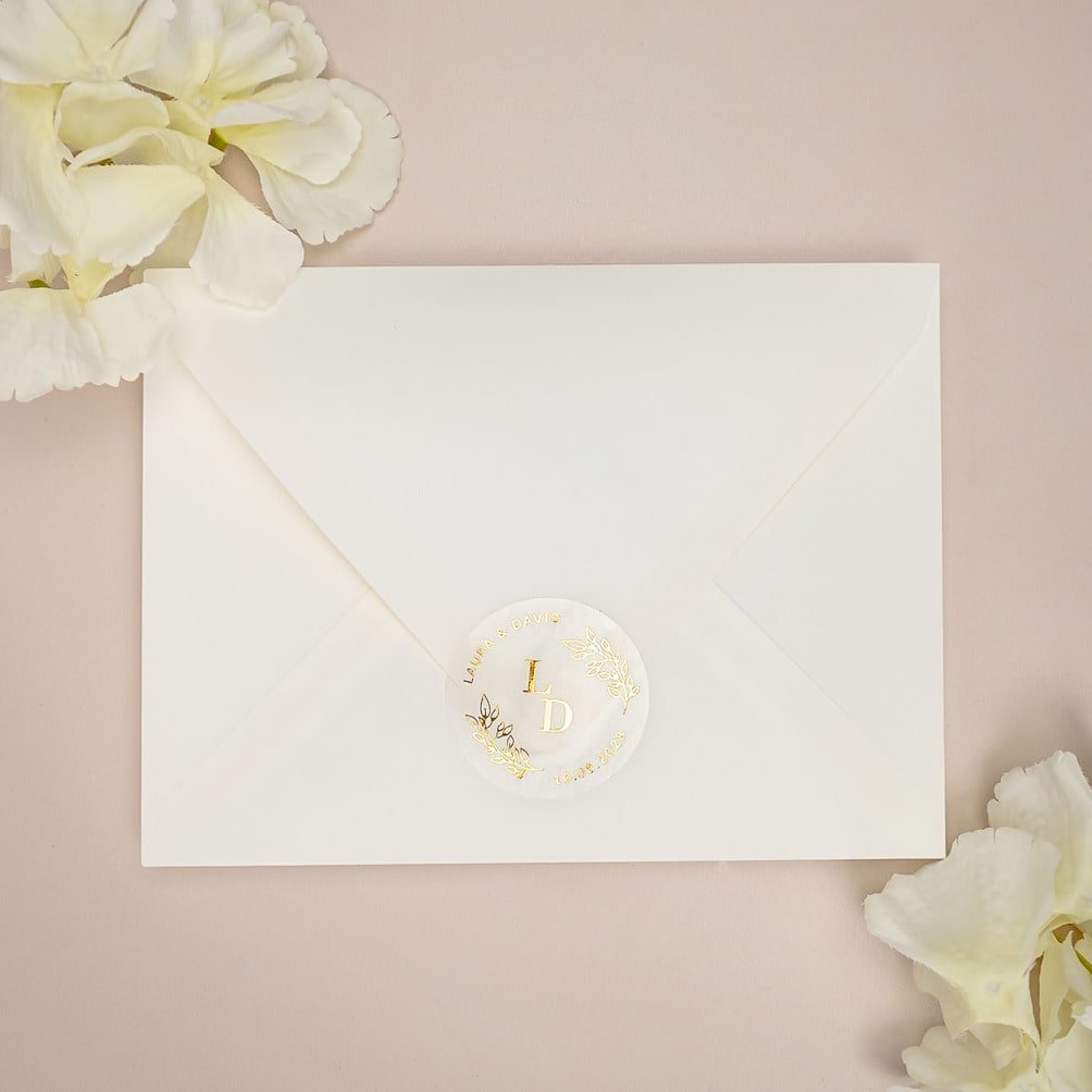 "Flavia - Sticker" - Faire-part de mariage chic, élégant et romantique avec dorure or - Wedding stationery - Création Luxe Carterie Studio