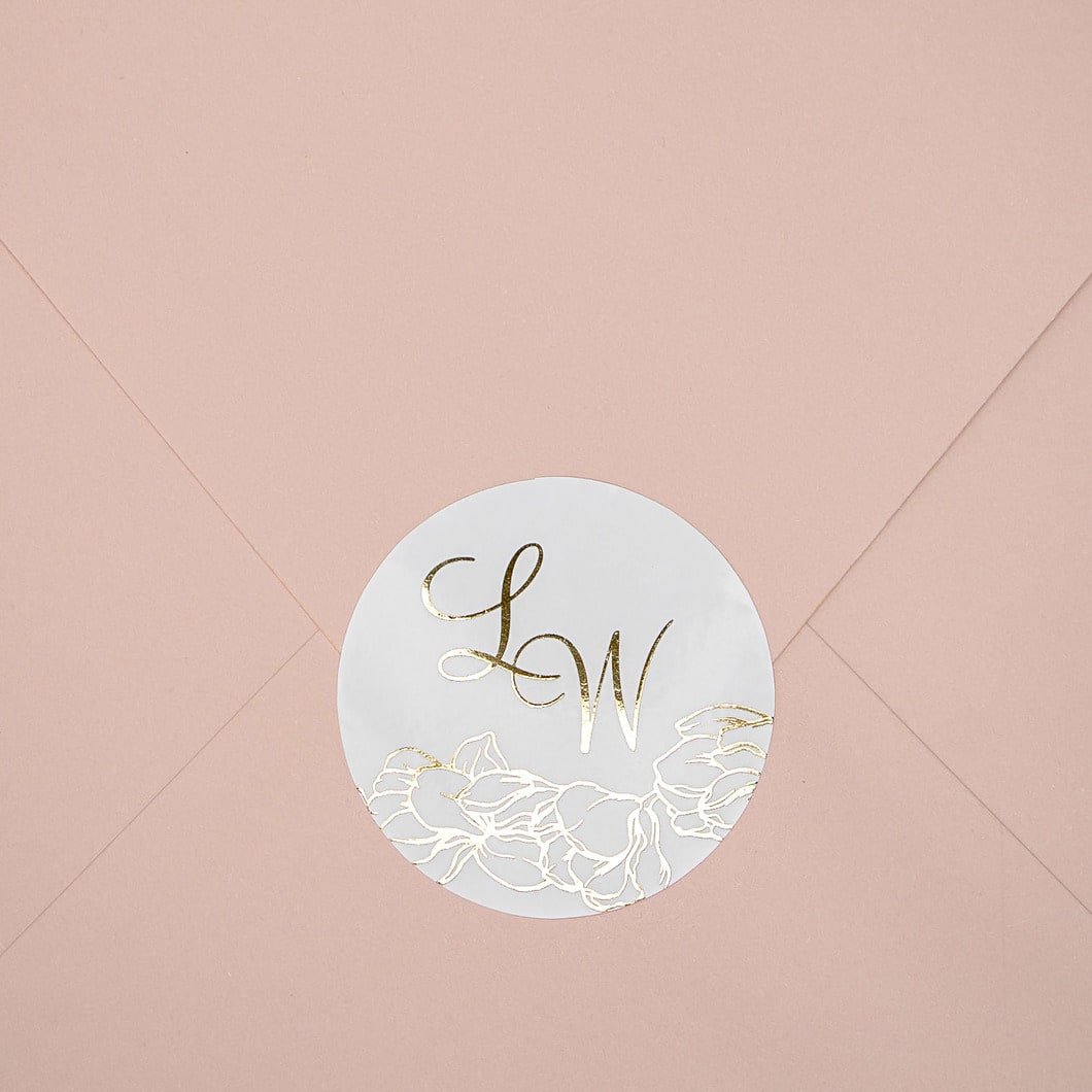 "Flora - Sticker" - Faire-part de mariage chic, élégant et romantique avec dorure or - Wedding stationery - Création Luxe Carterie Studio