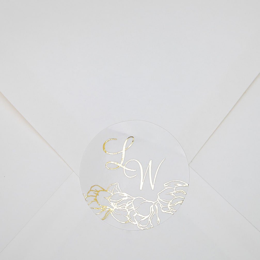 "Flora - Sticker" - Faire-part de mariage chic, élégant et romantique avec dorure or - Wedding stationery - Création Luxe Carterie Studio