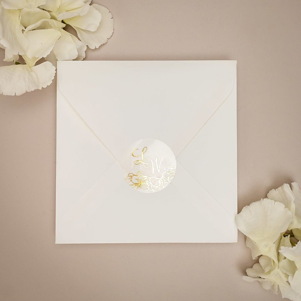 "Flora - Sticker" - Faire-part de mariage chic, élégant et romantique avec dorure or - Wedding stationery - Création Luxe Carterie Studio