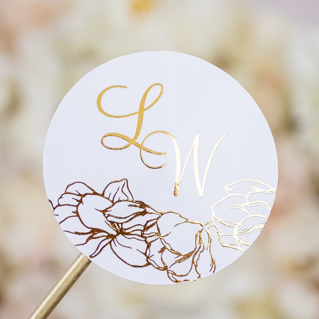 "Flora - Sticker" - Faire-part de mariage chic, élégant et romantique avec dorure or - Wedding stationery - Création Luxe Carterie Studio