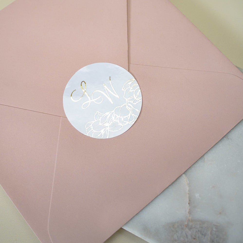 "Flora - Sticker" - Faire-part de mariage chic, élégant et romantique avec dorure or - Wedding stationery - Création Luxe Carterie Studio