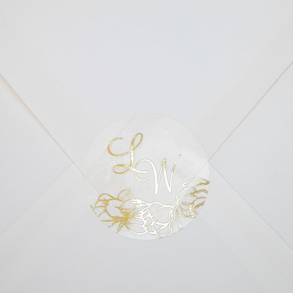 "Flora - Sticker" - Faire-part de mariage chic, élégant et romantique avec dorure or - Wedding stationery - Création Luxe Carterie Studio