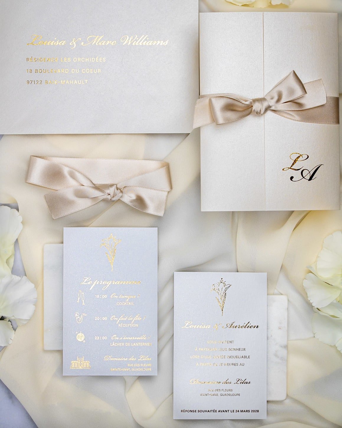 "Frany" - Faire-part de mariage chic, élégant et romantique avec dorure or - Wedding stationery - Création Luxe Carterie Studio