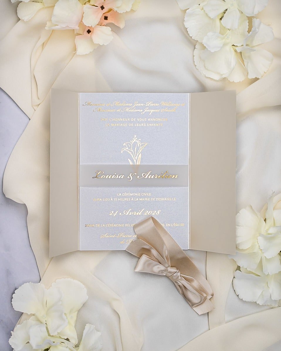 "Frany" - Faire-part de mariage chic, élégant et romantique avec dorure or - Wedding stationery - Création Luxe Carterie Studio