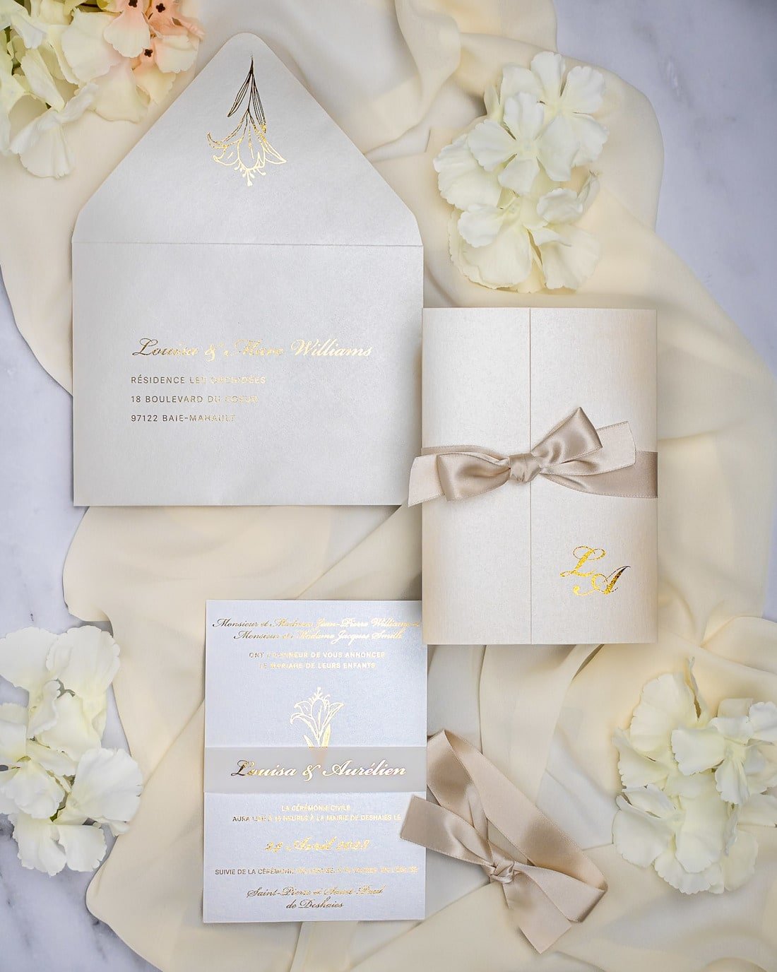 "Frany" - Faire-part de mariage chic, élégant et romantique avec dorure or - Wedding stationery - Création Luxe Carterie Studio