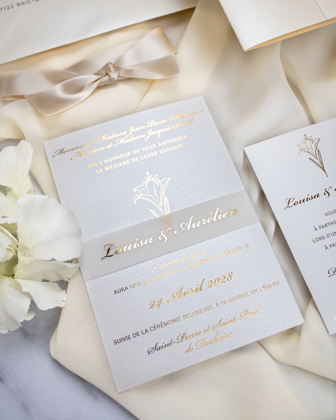"Frany" - Faire-part de mariage chic, élégant et romantique avec dorure or - Wedding stationery - Création Luxe Carterie Studio