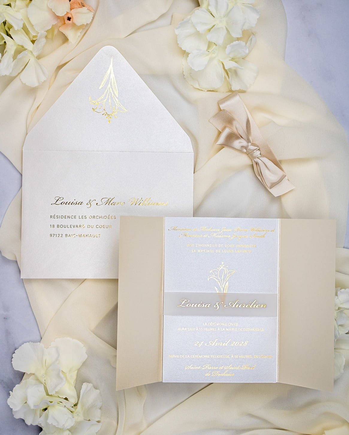 "Frany" - Faire-part de mariage chic, élégant et romantique avec dorure or - Wedding stationery - Création Luxe Carterie Studio
