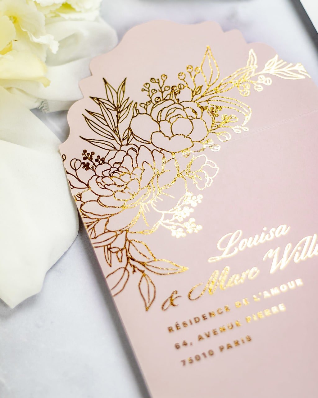 "Gabriella" - Faire-part de mariage chic, élégant et romantique avec dorure or - Wedding stationery - Création Luxe Carterie Studio