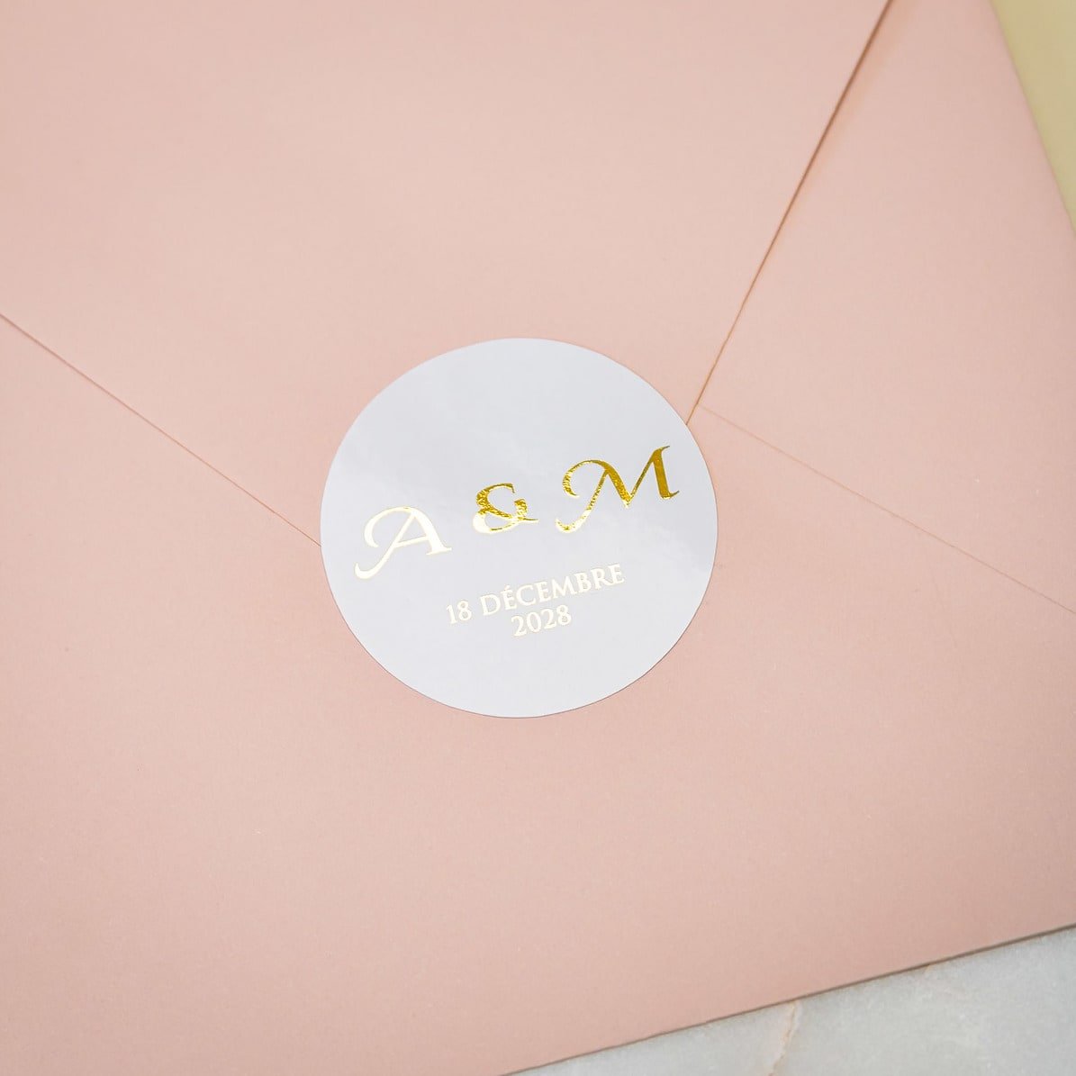 "Gina - Sticker" - Faire-part de mariage chic, élégant et romantique avec dorure or - Wedding stationery - Création Luxe Carterie Studio
