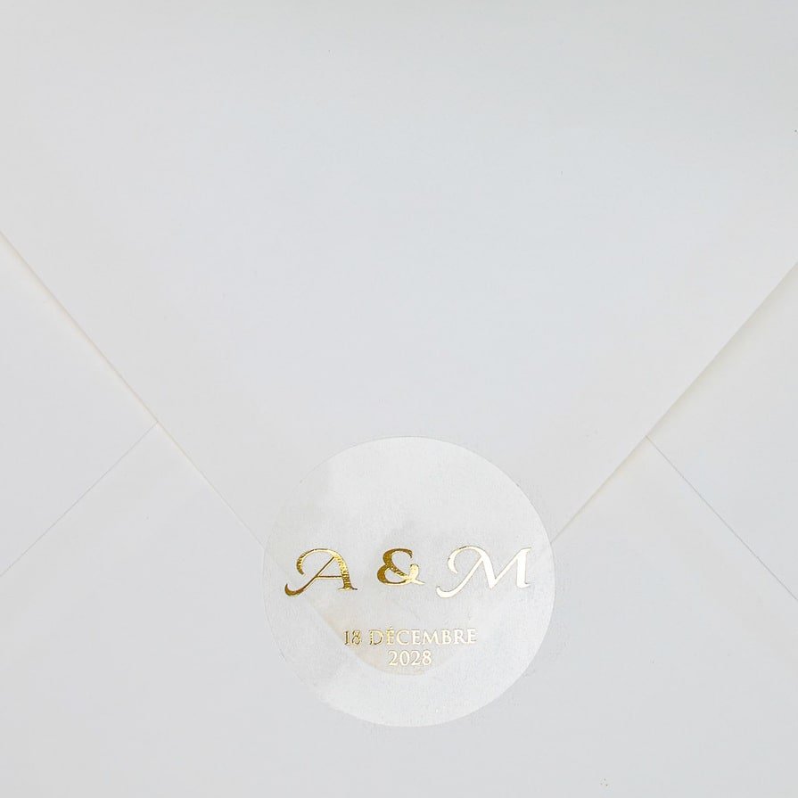 "Gina - Sticker" - Faire-part de mariage chic, élégant et romantique avec dorure or - Wedding stationery - Création Luxe Carterie Studio